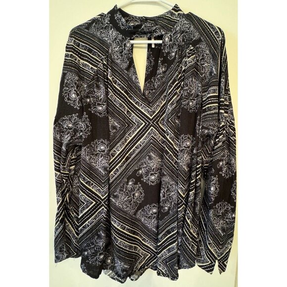 Free People Walking On A Dream Tunic Shirt Black Size Large Boho Long Sleeve - Picture 2 of 13